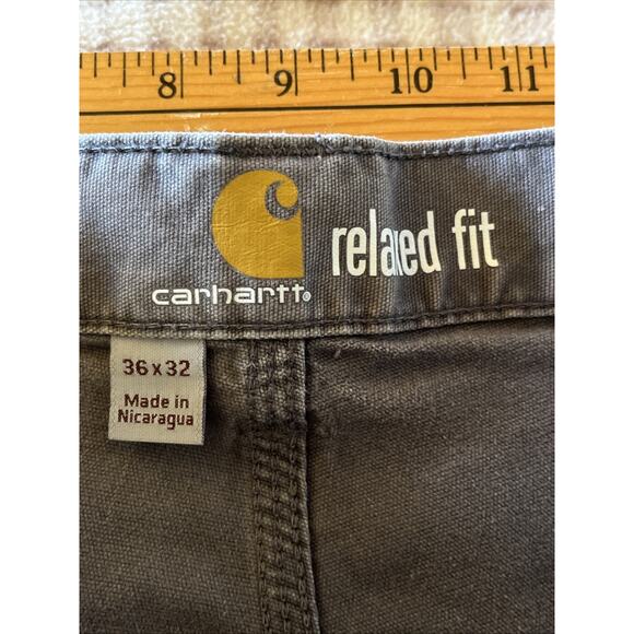 Carhartt Men’s Pants 36x31 Gray Relaxed Fit Canvas Utility Workwear Pant Outdoor - Picture 10 of 13